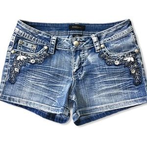 SUKO | Stretch Low Rise Flap Pocket Rhinestones